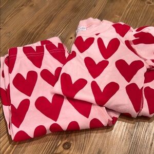Hanna Anderson Kids PJs HEARTS long john pajama set